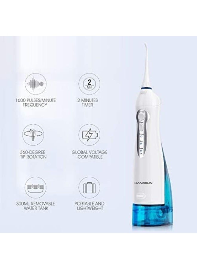 Hangsun Water Flosser Cordless Oral Irrigator Rechargeable Dental Water Jet HOC700 for Teeth Braces with 300ML Water Tank and 8 Jet Tips for Travel & Home Use - Image 2